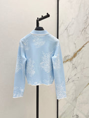 26FW New Floral Jacquard Collared Jacket 🩵