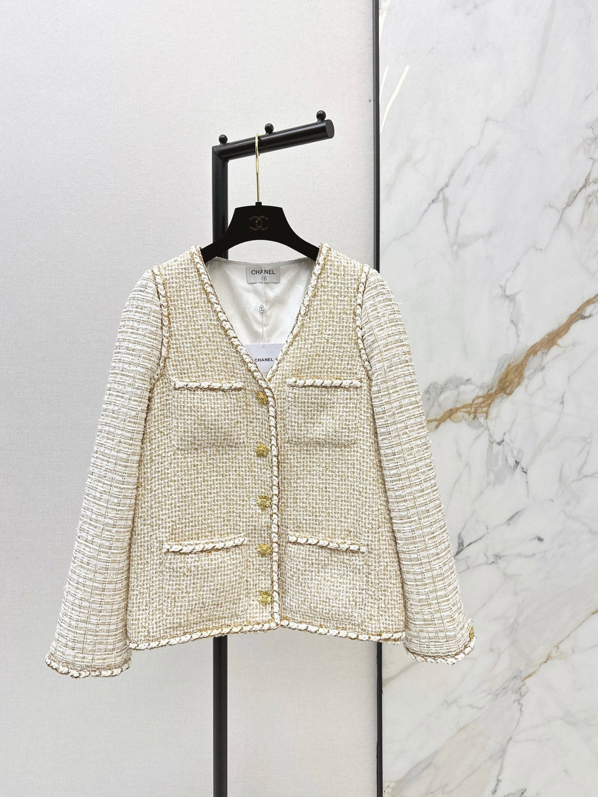 🔥Highest Quality🔥26FW New Runway Style: Gilded Tweed Paneled Jacket 🖤