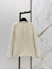🔥Highest Quality🔥26FW New Runway Style: Gilded Tweed Paneled Jacket 🖤