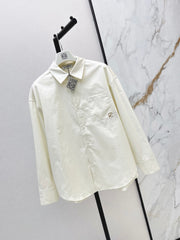 🔥Highest Quality🔥26FW New Minimalist & Relaxed Style: Logo-Embroidered Shirt in Creamy Apricot 🤍