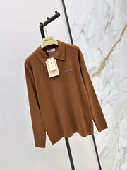 26FW New Long-Sleeve Knit Polo with Embroidered Letter Logo 🤎
