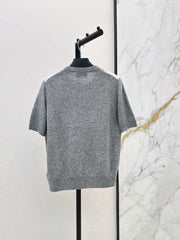 26FW New Pink-Brown Argyle Cashmere Short-Sleeve Knit Top 🩶