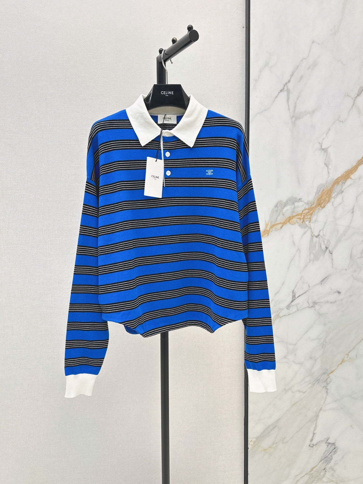 26FW New Striped Long-Sleeve Knit Polo 🩵