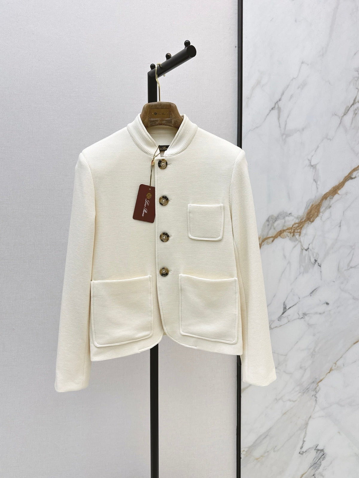 🔥Highest Quality🔥26FW New Cream Waffle-Knit Stand-Collar Jacket 🤍