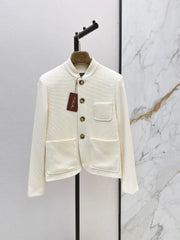 🔥Highest Quality🔥26FW New Cream Waffle-Knit Stand-Collar Jacket 🤍