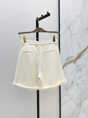 🔥Highest Quality🔥26FW New Cream Waffle-Knit Straight-Leg Shorts 🤍