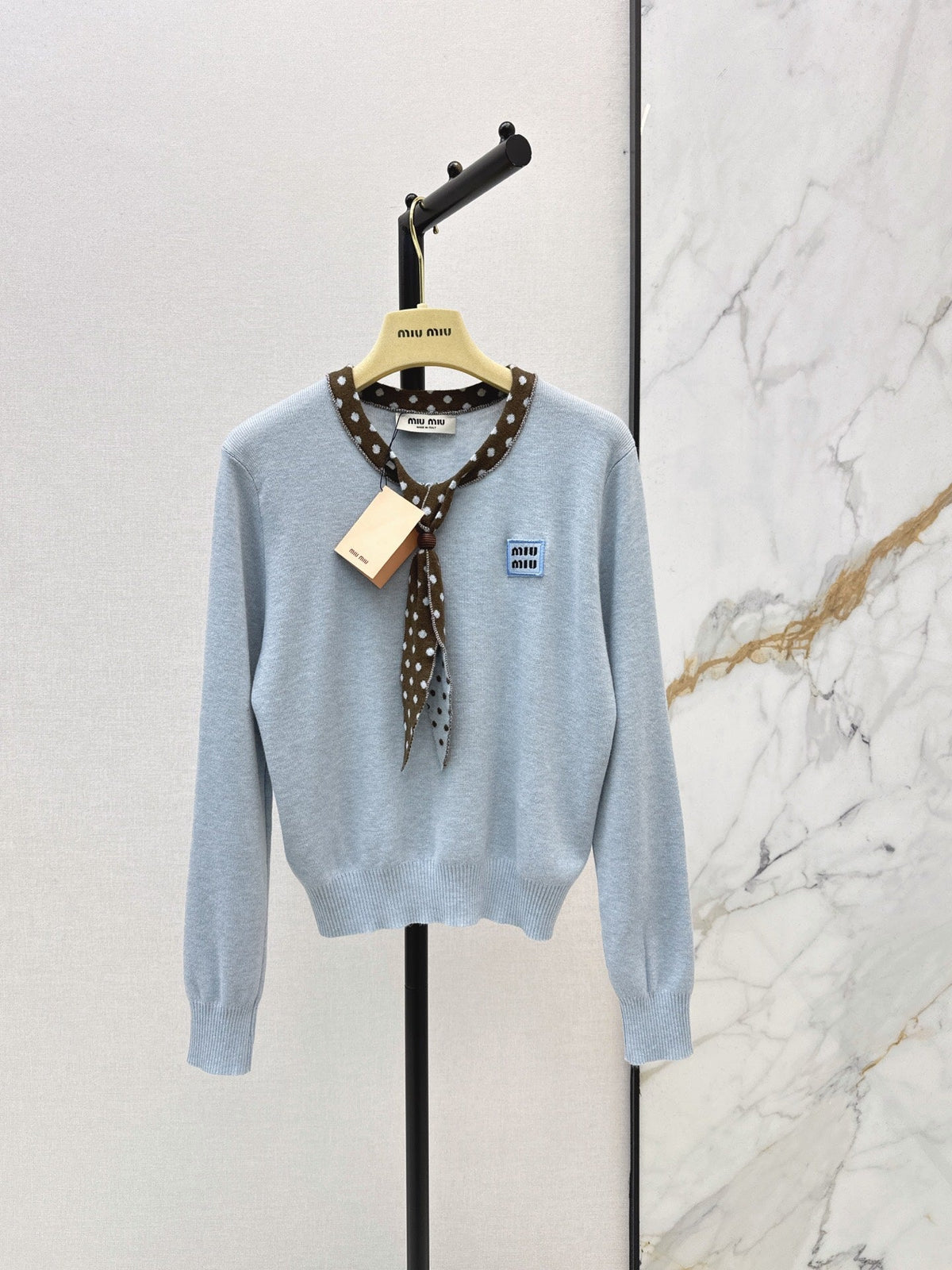 26FW New Bow-Tie V-Neck Cropped Knit Top 🩵