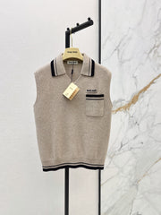 26FW New Embroidered Micro-Logo Cashmere Vest with Youthful Lapel 🩶