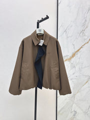 26FW New Oversized Jacket with Contrasting Ruffled Collar 🖤