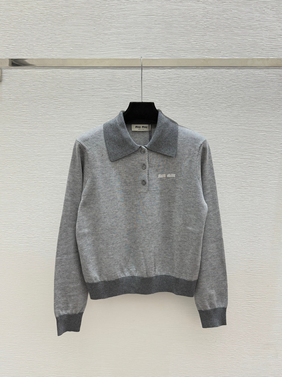 26FW New Color-Block Striped Long-Sleeve Sweater with Collar