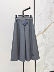 26FW New Long Skirt with Elastic Waist and Triangle Logo Detail 🖤