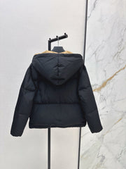 26FW New Hooded Down Jacket with Triangle Logo Detail 🤎