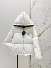 26FW New Hooded Down Jacket with Triangle Logo Detail 🤎