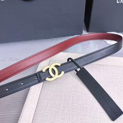 26FW New Black & Red Top-Grain Cowhide Belt 20mm