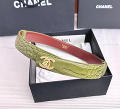 26FW New Green & Red Top-Grain Leather Belt 30mm