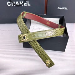 26FW New Green & Red Top-Grain Leather Belt 30mm