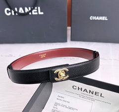 26FW New Black & Red Top-Grain Cowhide Belt-Litchi Grain 30mm