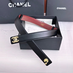 26FW New Black & Red Top-Grain Cowhide Belt 30mm