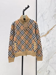 26FW New Vintage Plaid Knit Zip-Up Jacket 🤎