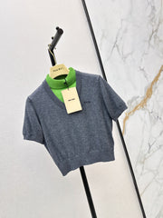 26FW New Mock-Layer High-Neck Cropped Knit Top 🩶