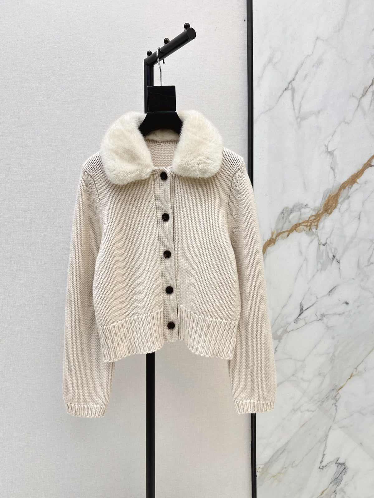 🔥Highest Quality🔥26FW New Cashmere Cardigan with Detachable Mink Collar 🖤